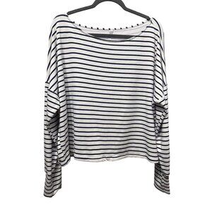 Fabletics Womens Blue and White Striped Long Sleeve Lightweight Top Size XL